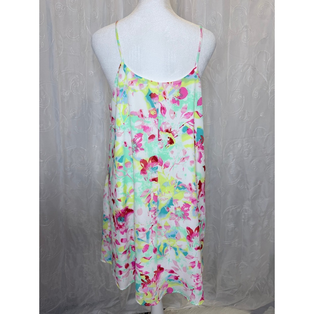 Peach Love California Floral Swing Dress Medium Sleeveless Mini Boho Cottagecore - Picture 3 of 8